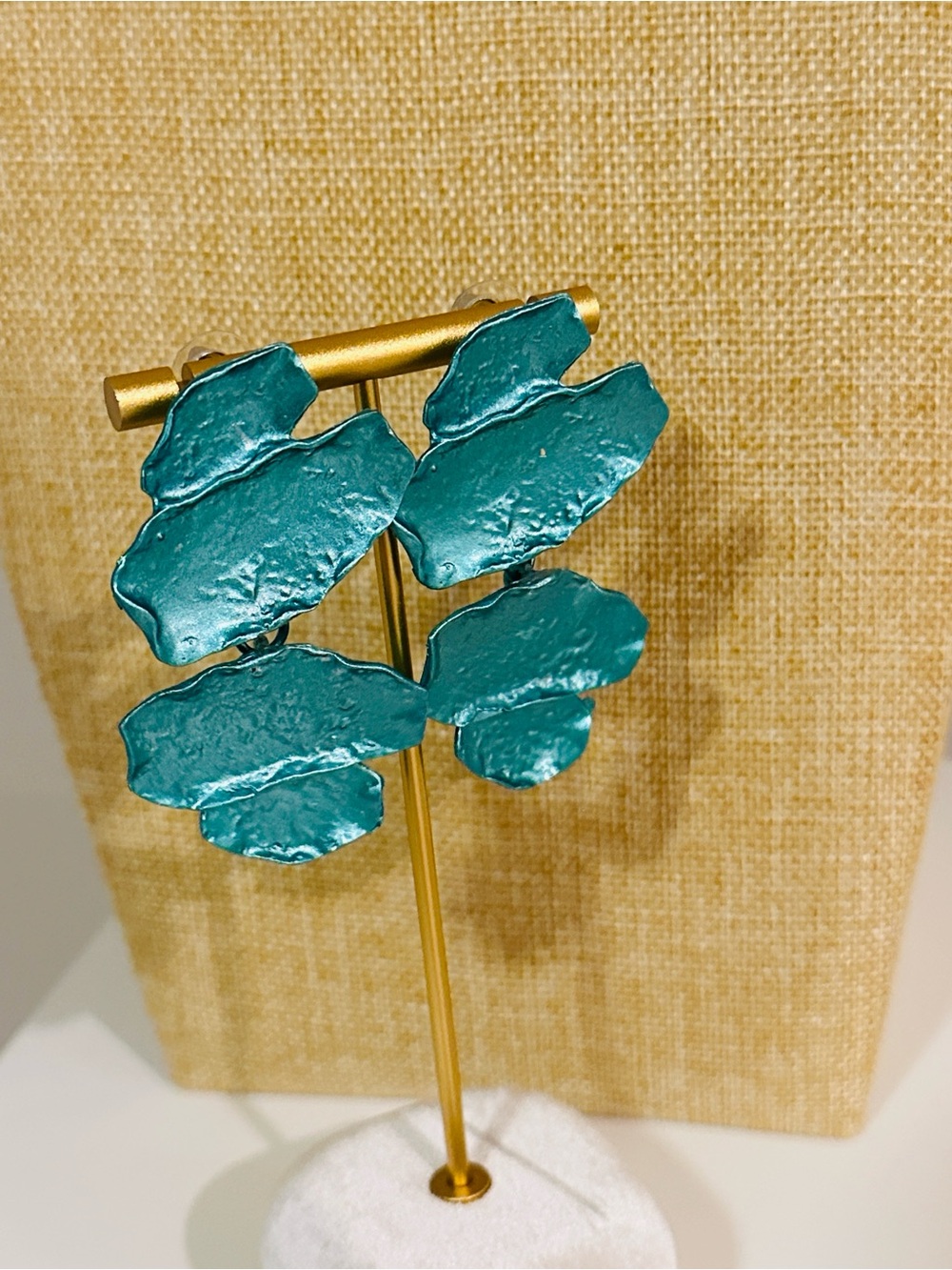 Fashion Jewelry Teal Leaf Drop Earrings